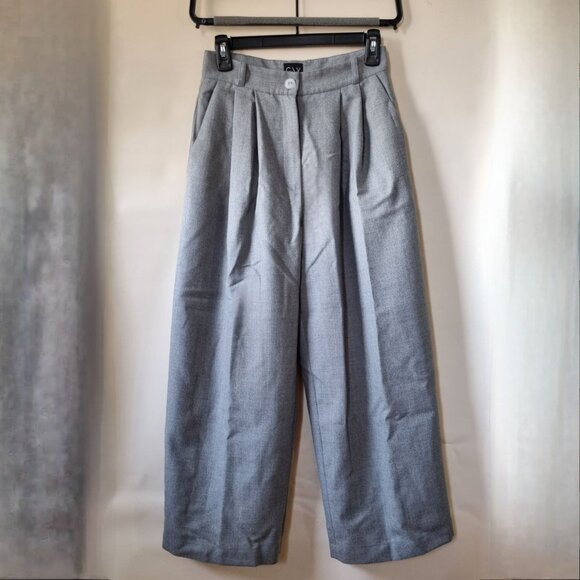 Corvera Vargas Pants - Corvera Vargas Gray High Waisted Wide Leg Pleated Trousers Size 36